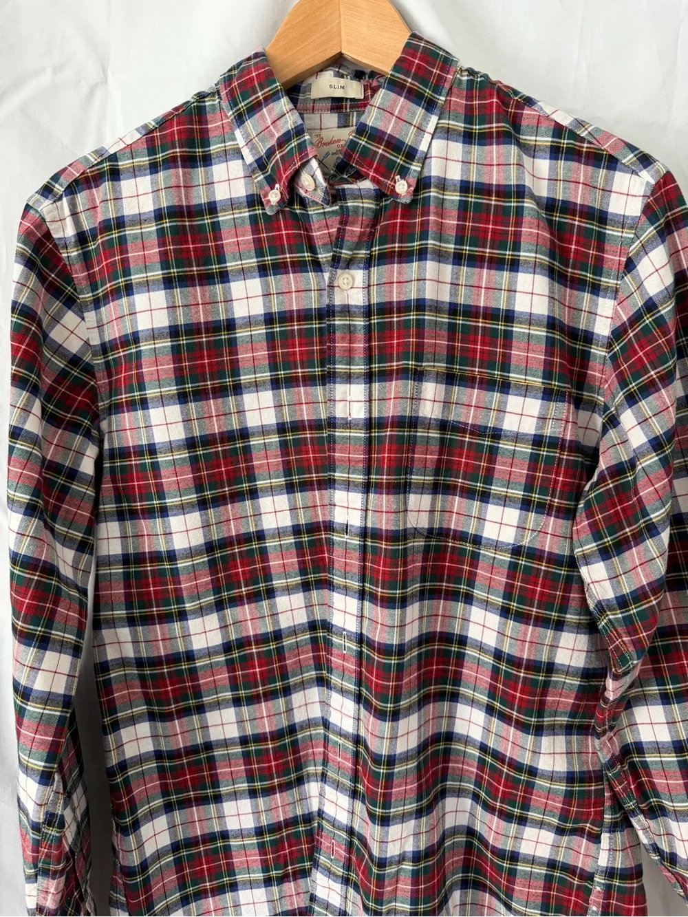 J.Crew Broken-In Oxford Shirt Slim Medium Organic Cotton Holiday Tartan Plaid